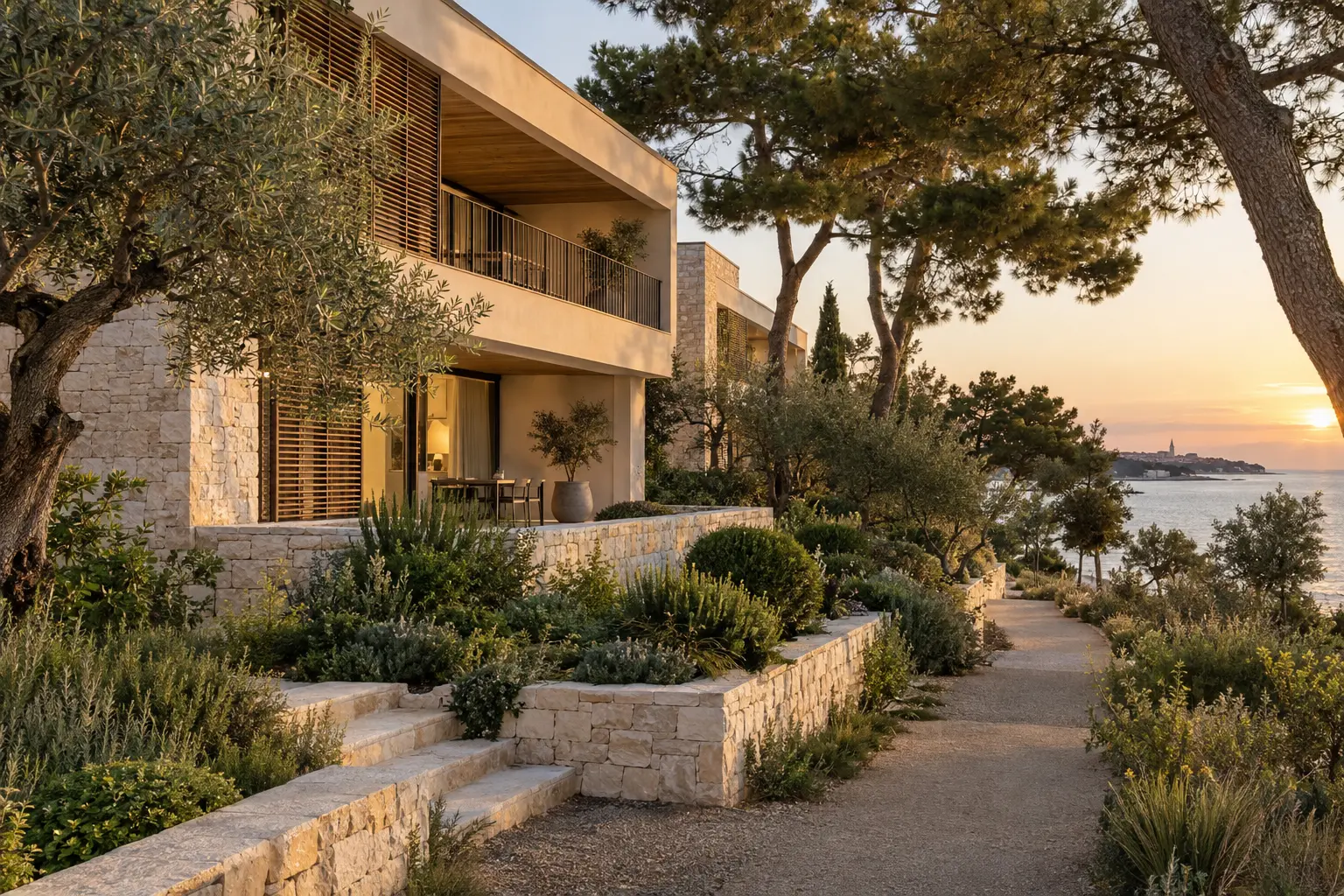 Editorial visualization of a contemporary coastal residence near Novigrad